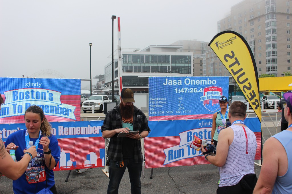 Finisher selfie — Boston 10K